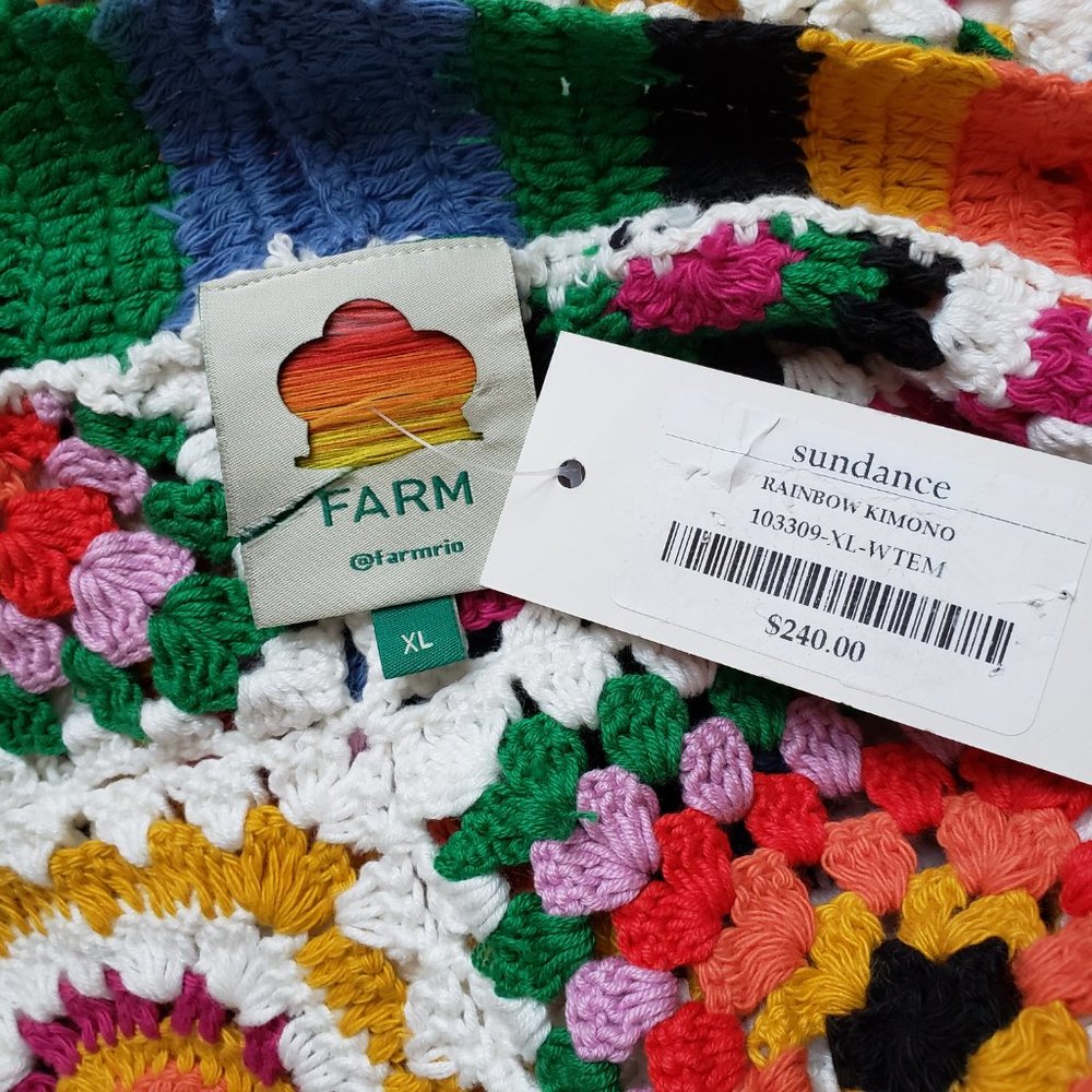 NWOT Farm Rio Handmade cotton Rainbow Kimono. - Picture 2 of 13